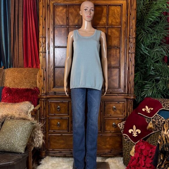 Marla Wynne Blue Side Ribbed Side Slit Sweater Tank - Picture 6 of 13